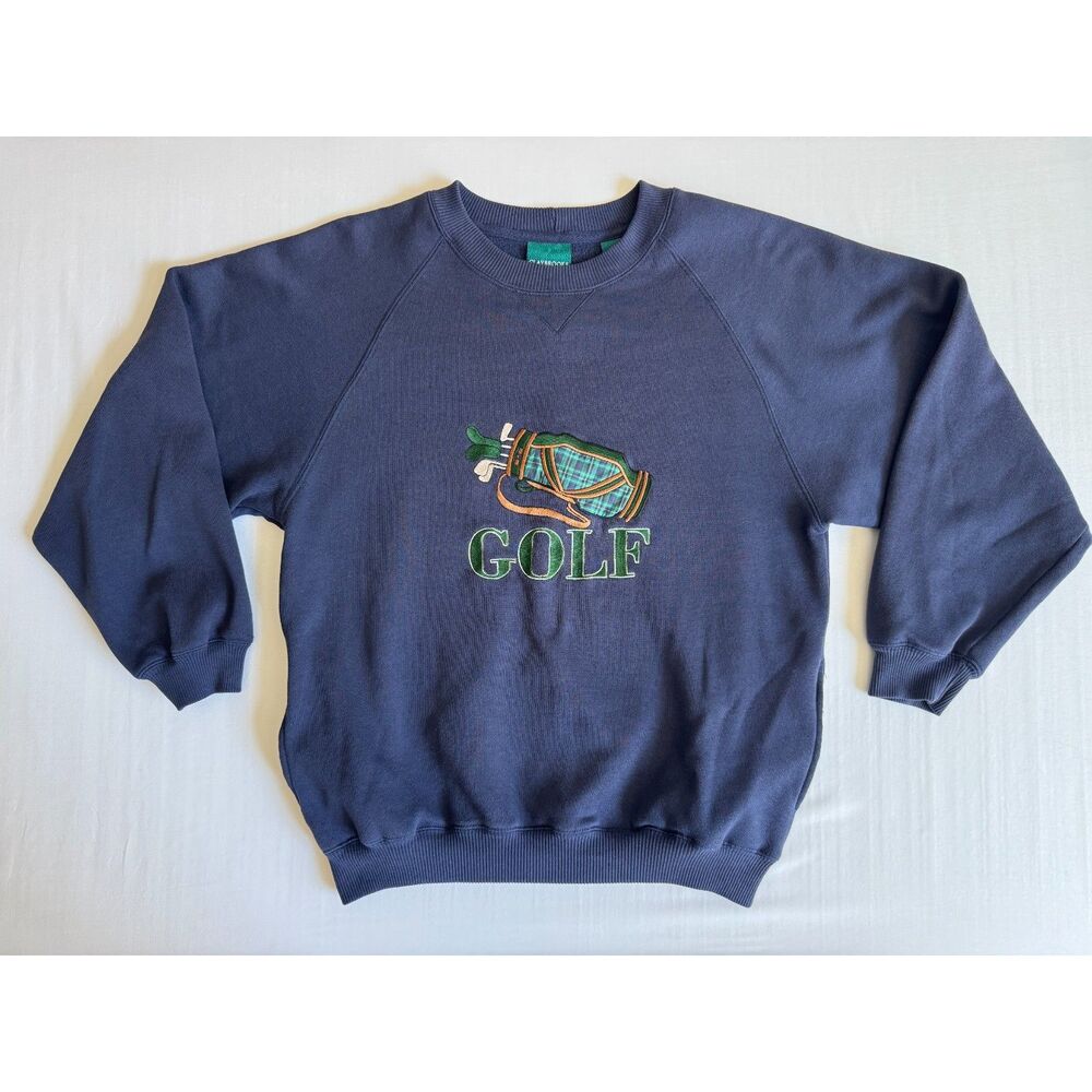 Vintage Golf Embroidered Sweatshirt | Plaid Details | Preppy 90's | Size Small